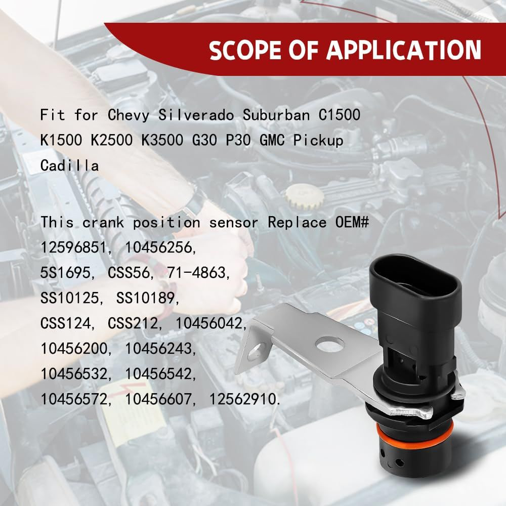 12596851 Premium Engine Crankshaft Position Sensor Compatible with Chevry...