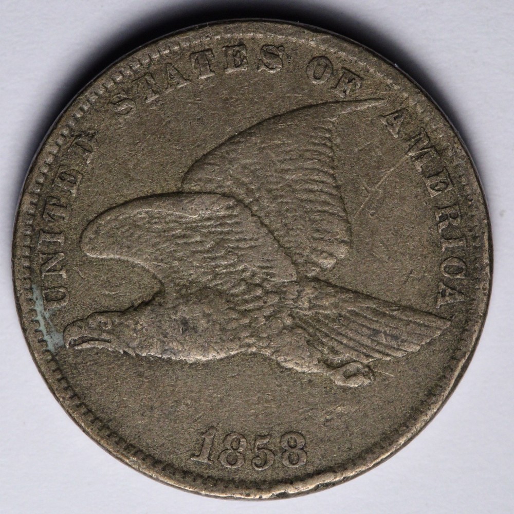 1858 SL Flying Eagle Cent Penny XF E138 DAMB