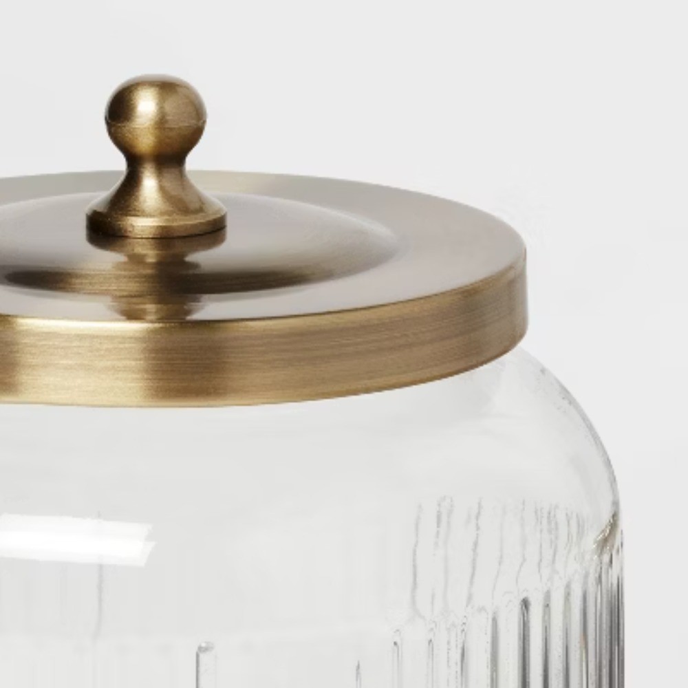 Small Glass Bath Canister Brass - Threshold: Elegant Storage Container