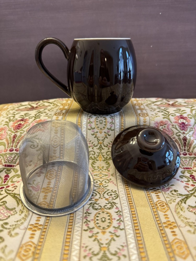 Teavana Brown Teacup Mug Infuser w/ Lid & Screen EUC