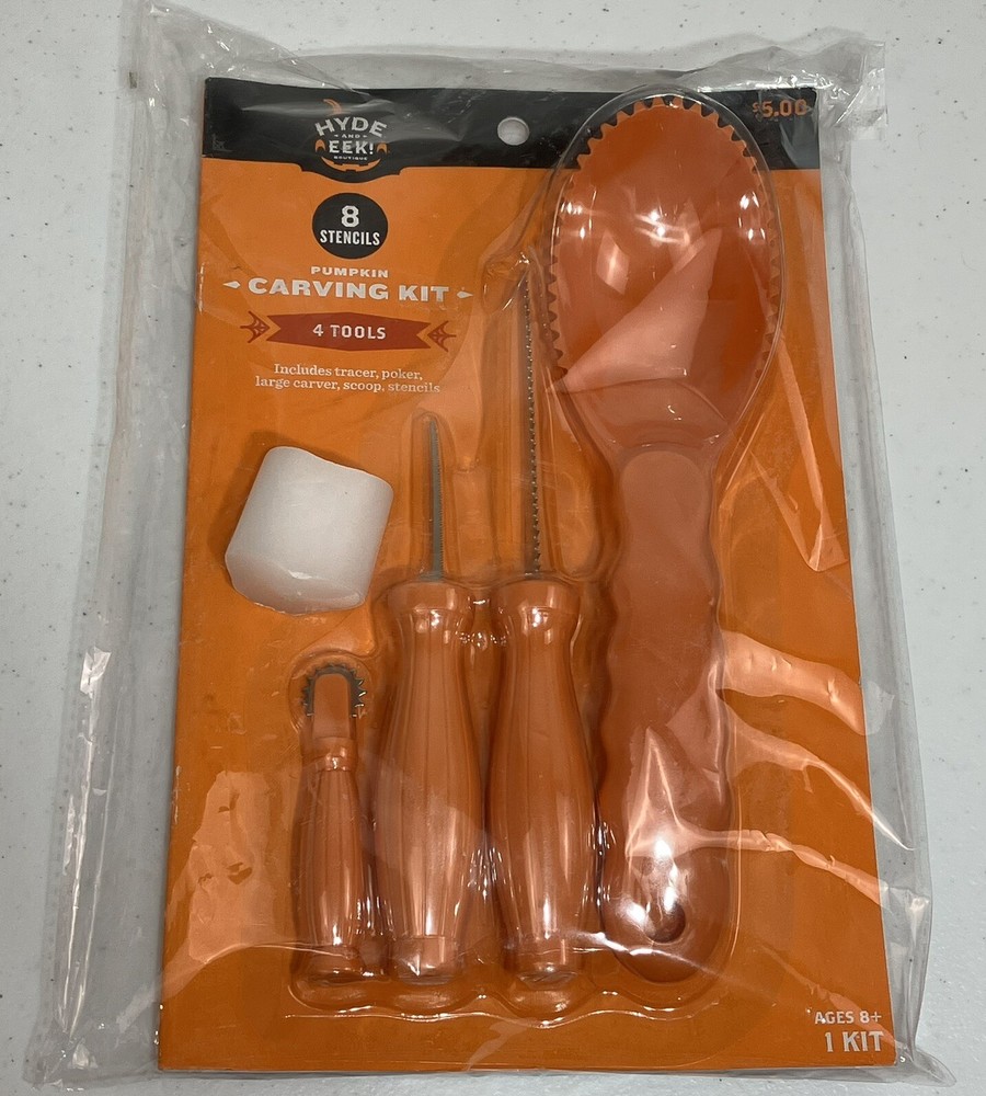 4-Tools & 8 Patterns Halloween Pumpkin Carving Kit - Hyde & EEK! Boutique™ - NEW