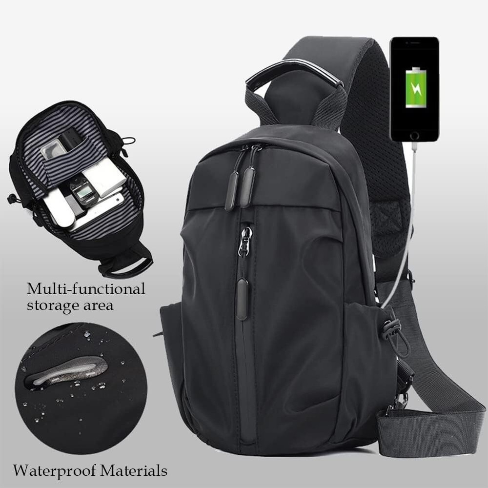Crossbody Sling Backpack Bag Shoulder Grey