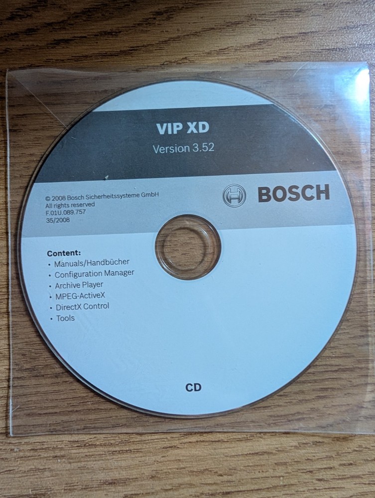 Bosch VIP XD INFORMATIONAL CD MANUAL