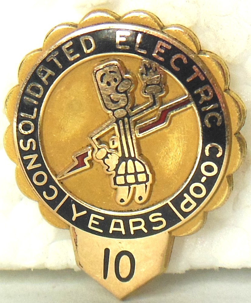 ⚡️CONSOLIDATED ELECTRIC 1/10 10K employee service award tie pin Willie Wiredhand