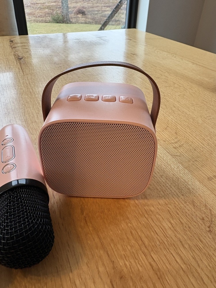 Mini Karaoke Machine with 2 Wireless Microphone, Bluetooth Speaker for Kids