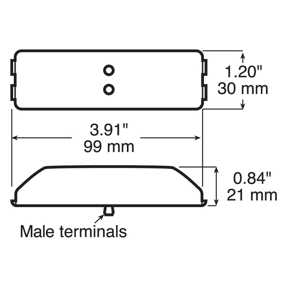 Peterson 154 Series 4"x1" Crystal Amber/Red Rectangular Side Marker Light