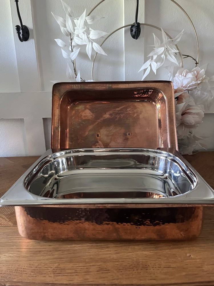Hammered Copper Large Chafing Dish By Warwick