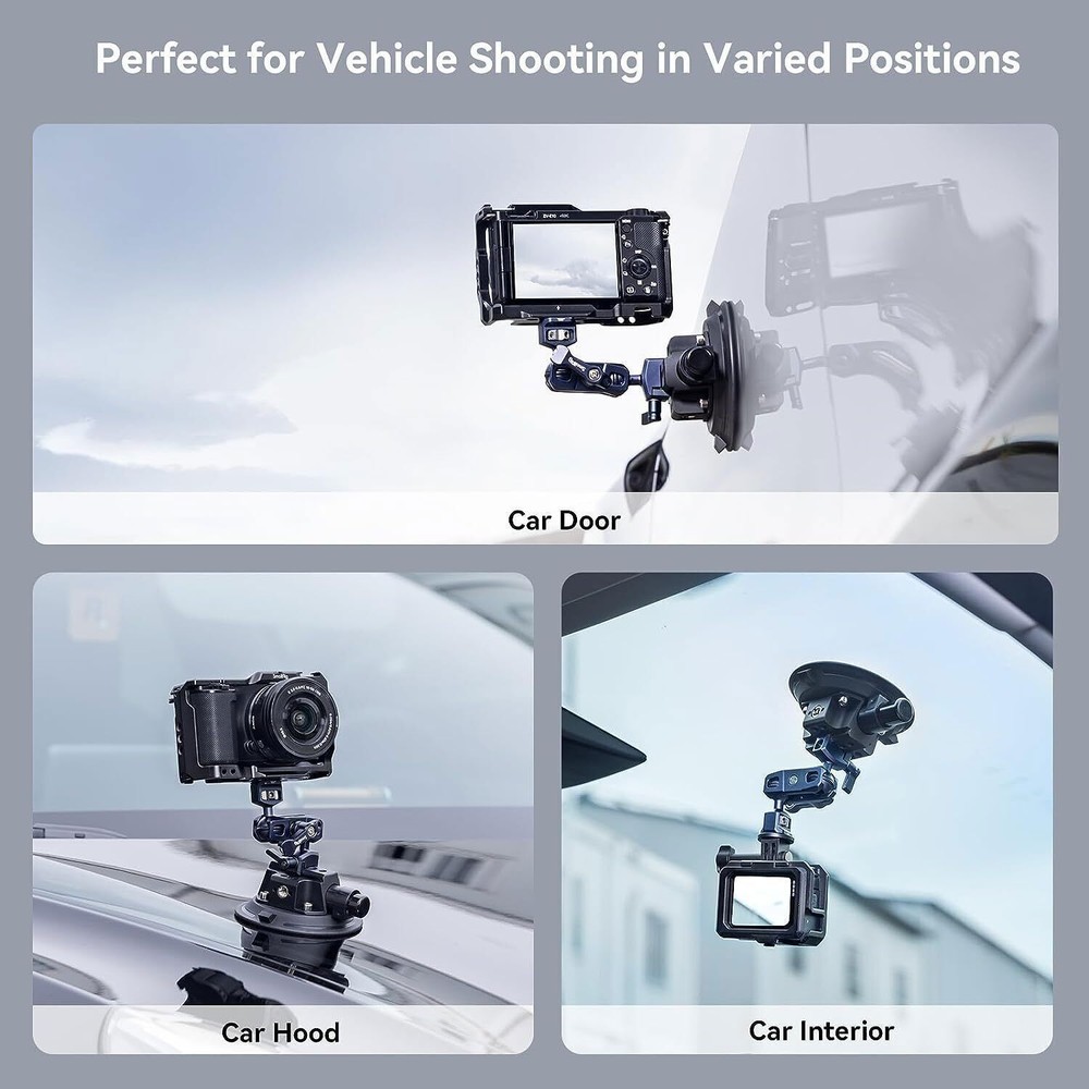 SmallRig 4" Camera Suction Mount with Ball Head Magic Arm Max Load 3kg