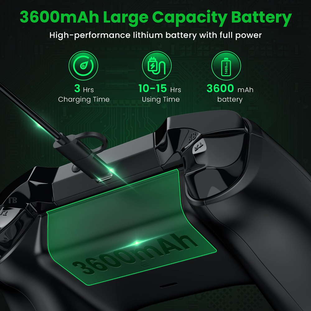 2 x 3600mAh Rechargeable Battery Pack For XBox One Controller+USB Charging Cable