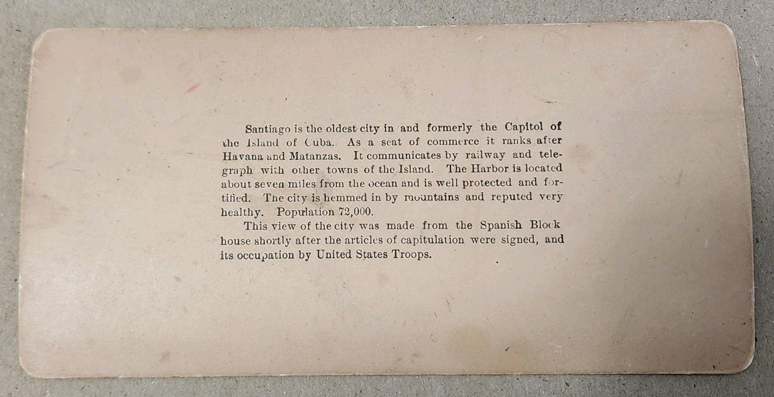 Vtg 1898 Keystone Stereoview Santiago Cuba Harbor Spanish Block House #9415