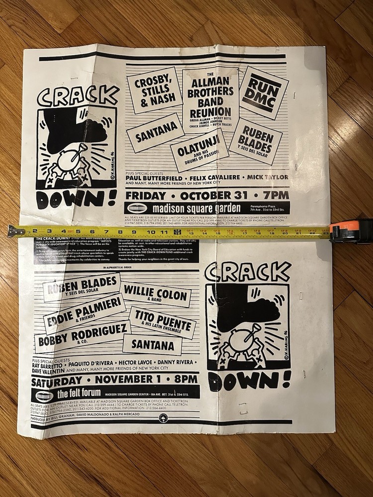 Crack Down Vintage Poster~ Keith Haring~ Bill Graham