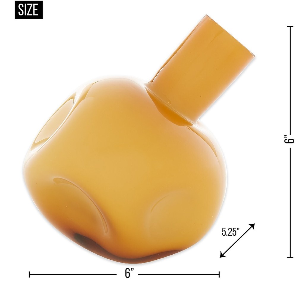 YELLOW ABSTRACT VASE - 6" HIGH - GLASS