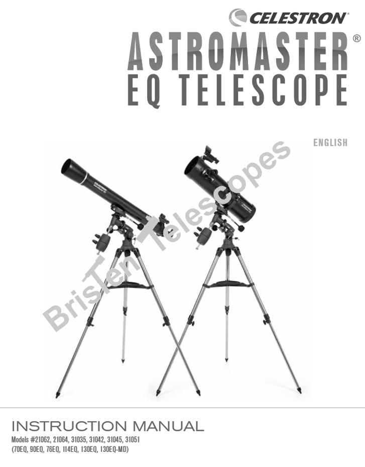Celestron Astromaster Telescope Manual & Setup Guide + CD