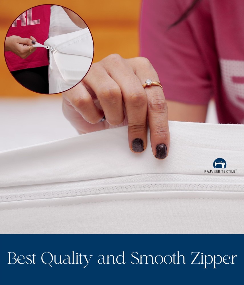Zip On Fitted Sheet - Includes 1 Fitted Base + 2 Zip Sheet - Easy to Change, ...