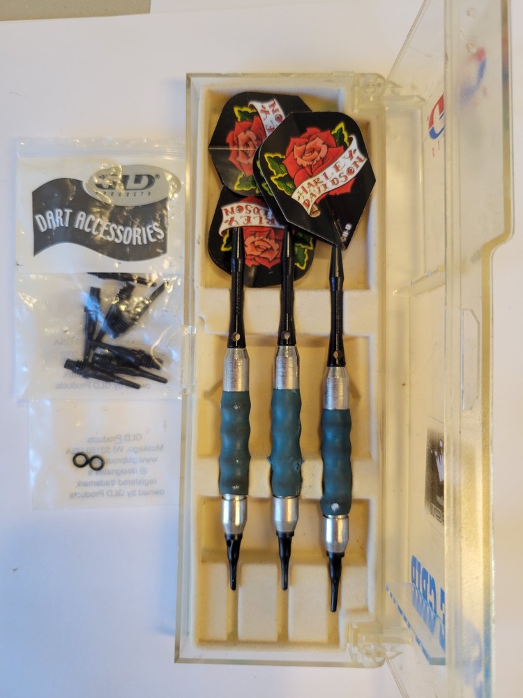 1990s GLD Harley Davidson Darts With Extra Tips. New Grips Needed!