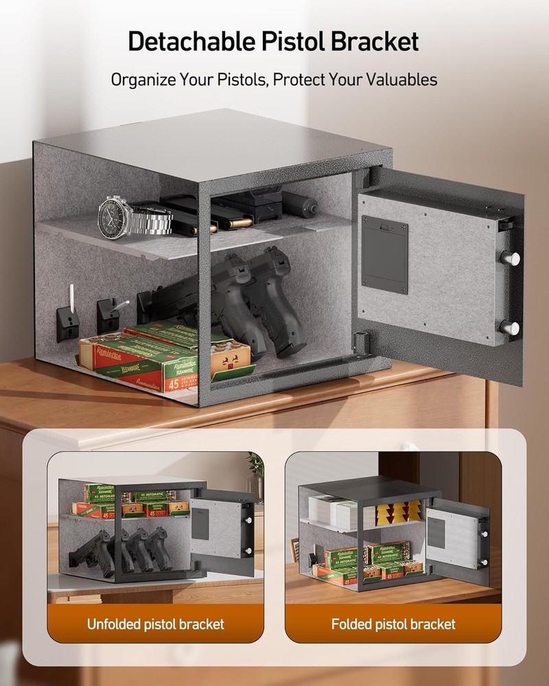 Billconch Smart Gun Safe for Multiple Pistols - Automatic Lock Safe Box with LCD