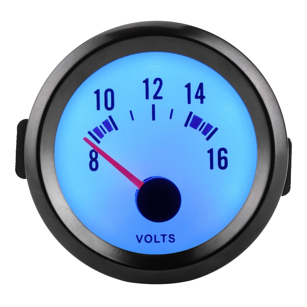 2in Pointer Voltage Gauge 8‑16V Measurement Range Blue LED Voltmeter Universal