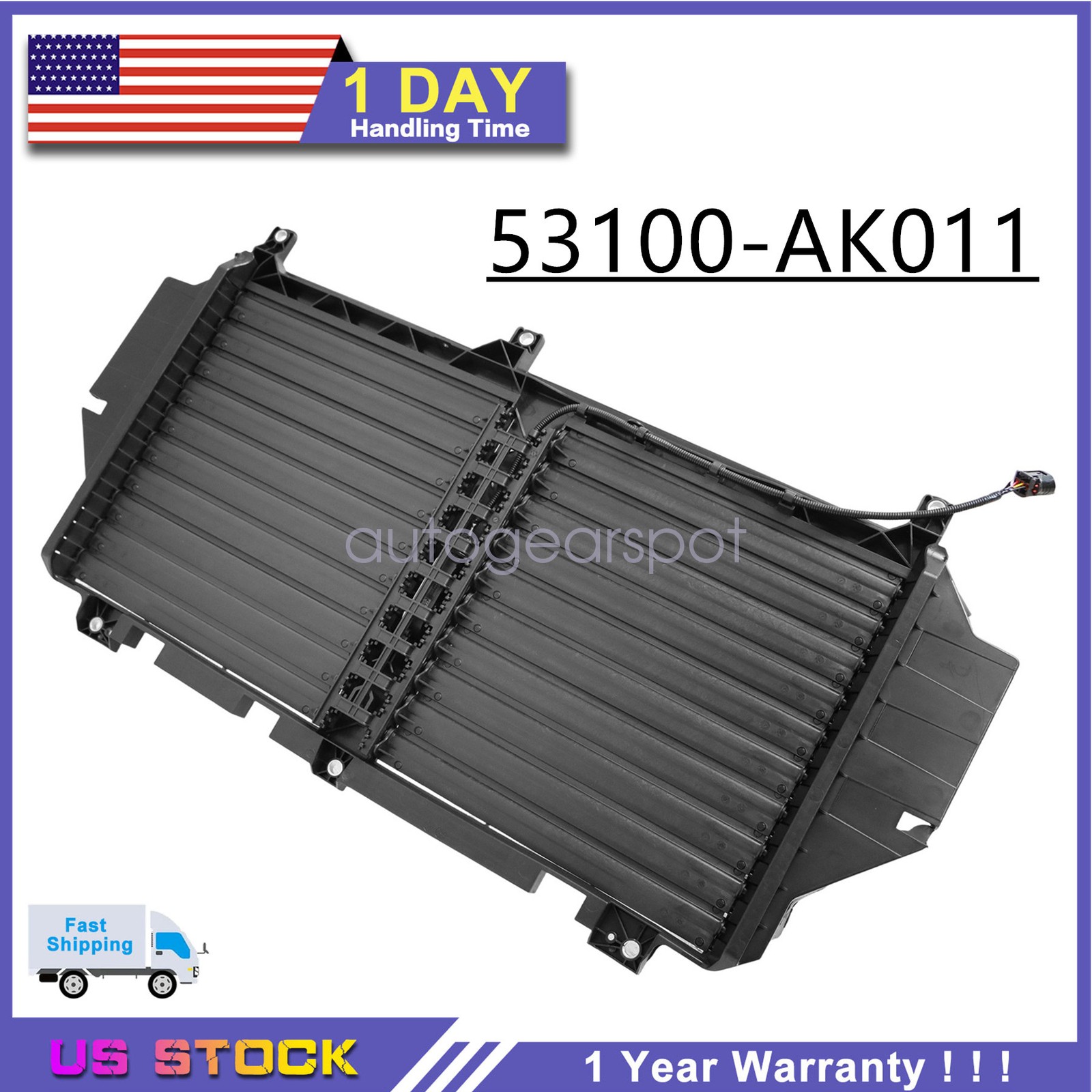 For 2024-2025 Toyota Tacoma Radiator Shutter With Motor Matte Black 2.4L