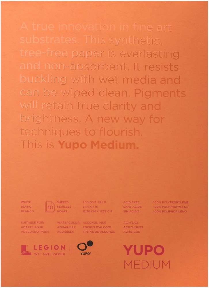 Yupo Medium Pads 5"X7" 10 Sheets/Pkg-White 74lb