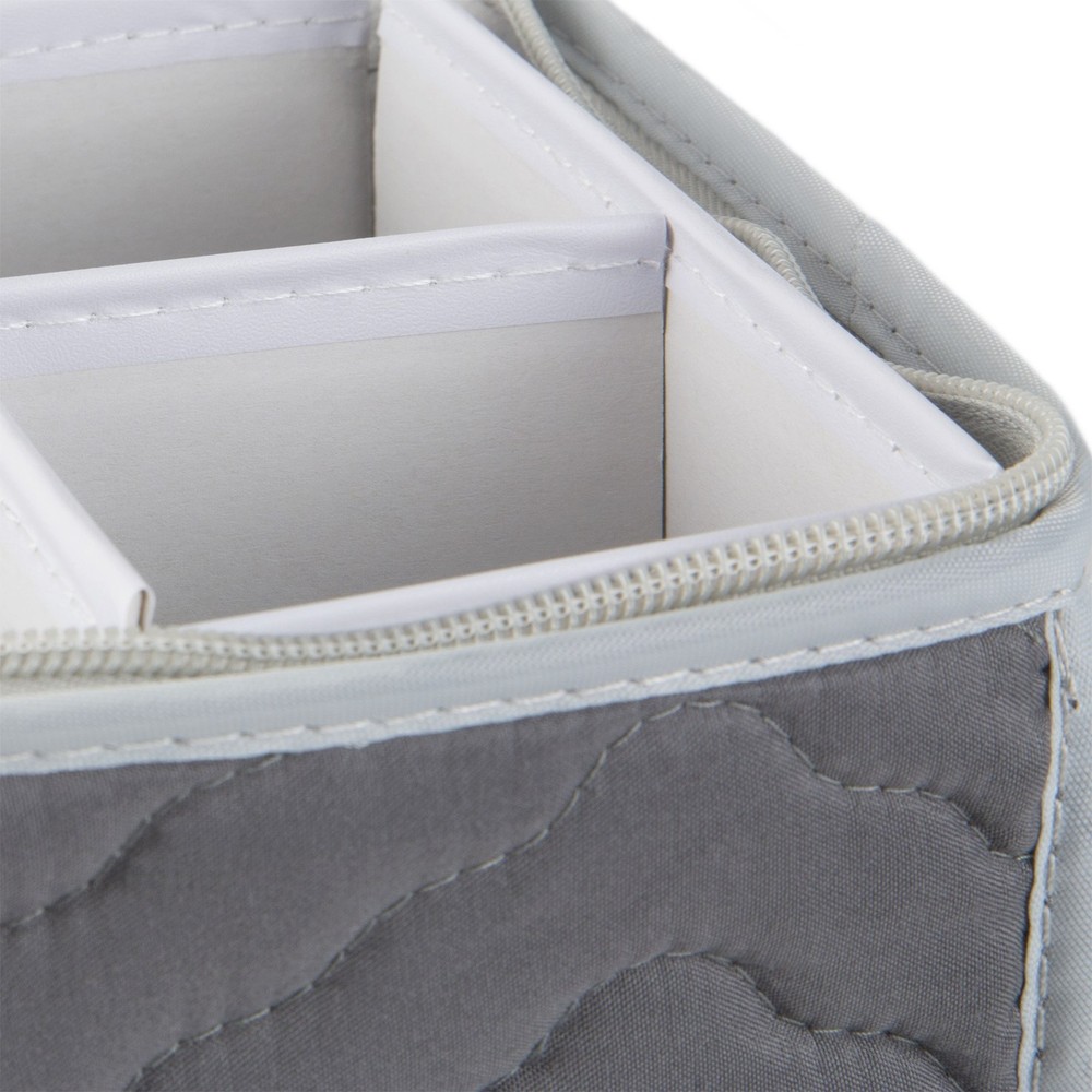 Richards Stemware Storage Chest -Deluxe Quilted Microfiber Light Gray 15.5