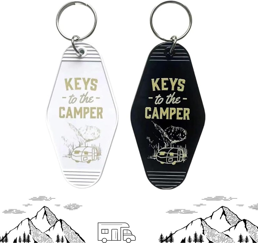 Camper Keychain, 2Pack Keys to The Black-white-single Side