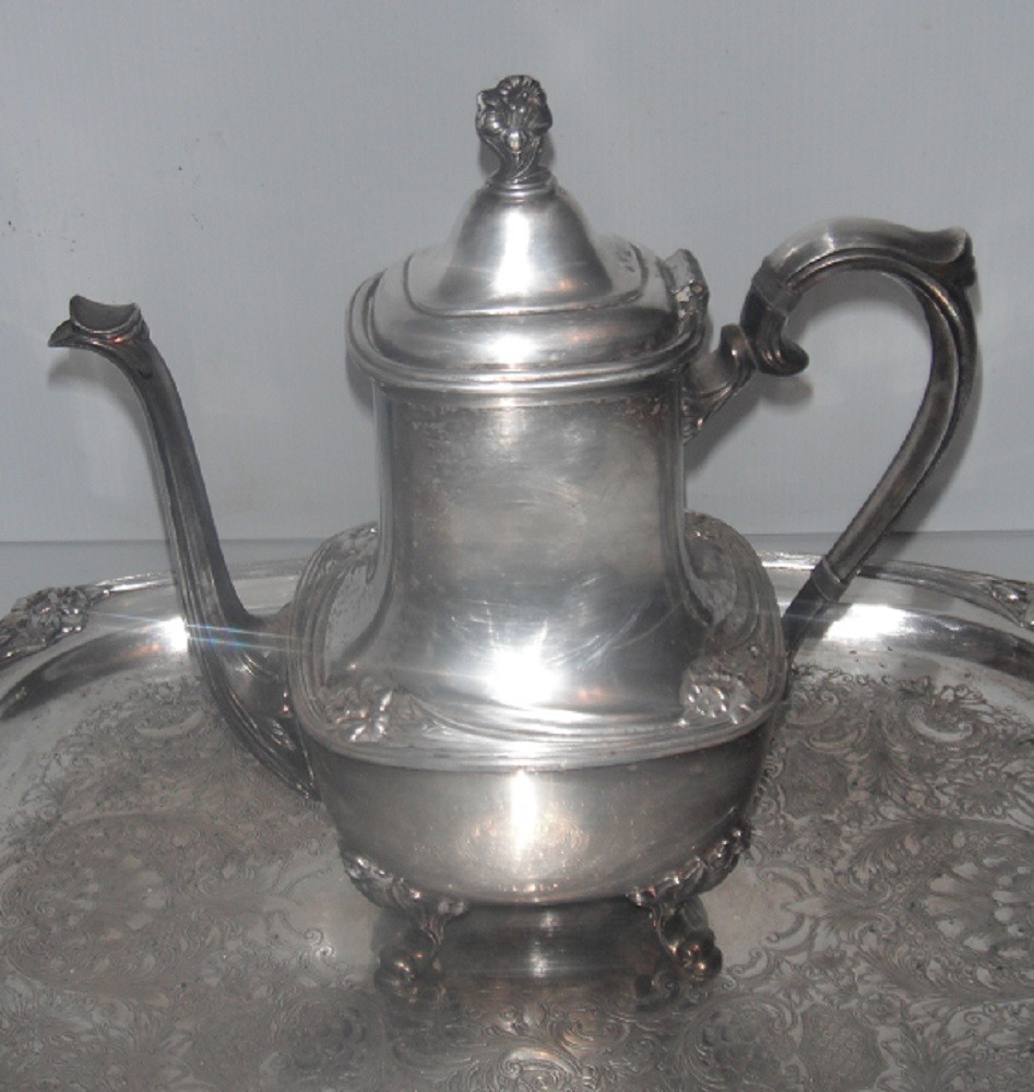 5pc Daffodil Pattern 1847 Rogers Bros Silver Plate Tea & Coffee Service Set