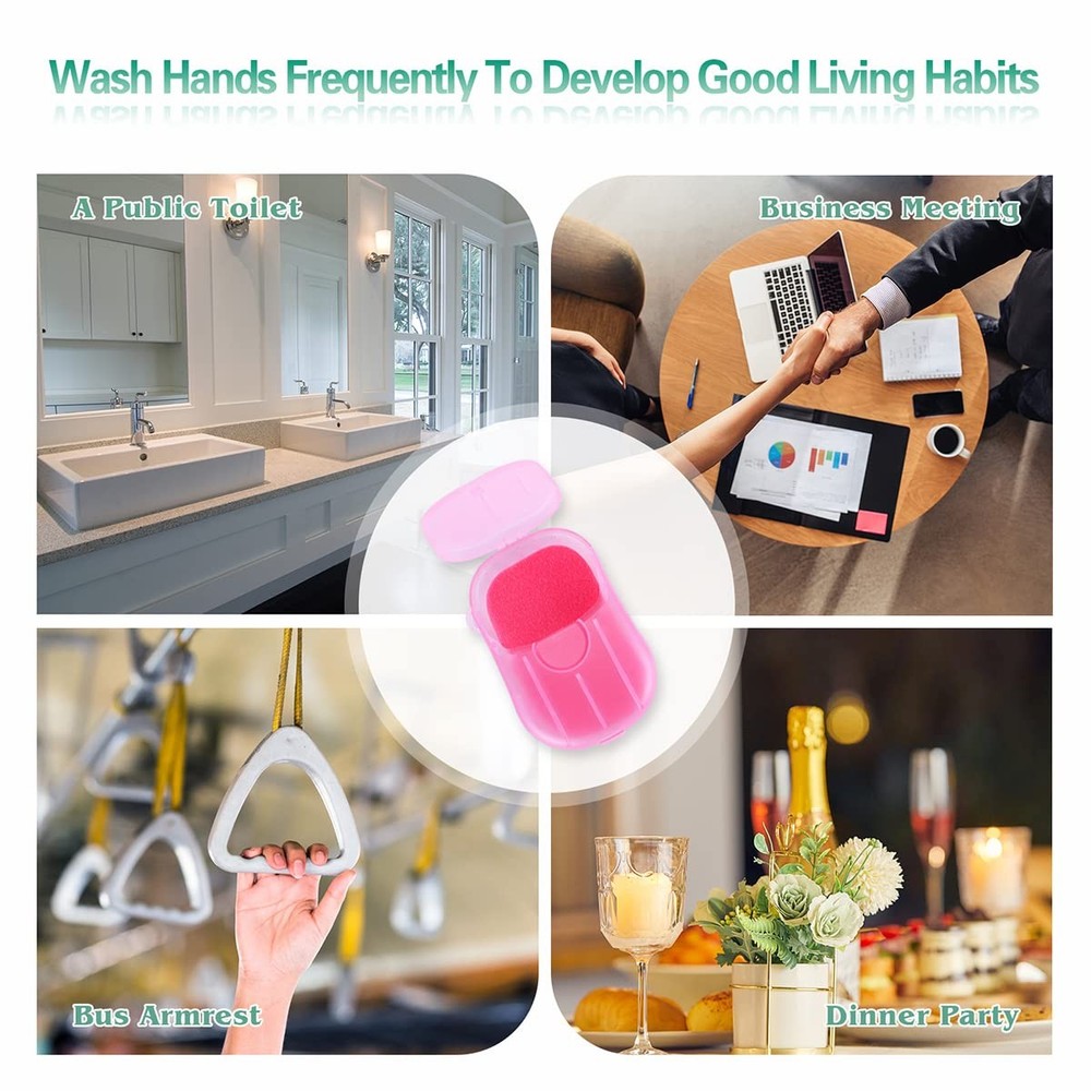 Bamsod 12 Boxes (240 Sheets) Mini Hand Soap Sheets Soap Paper Sheets Portable...