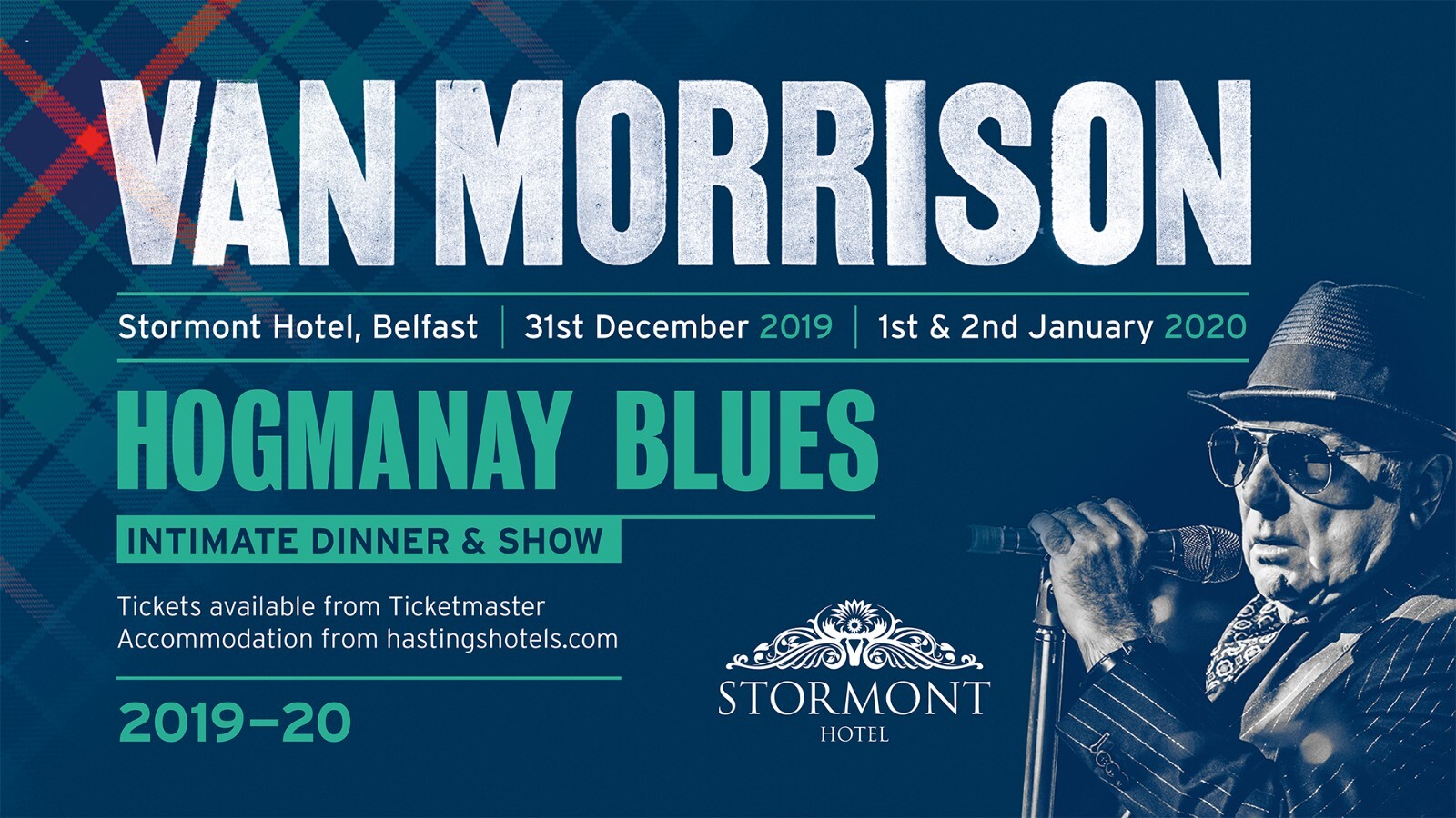 VAN MORRISON "HOGMANAY BLUES" 2019-2020 BELFAST, IRELAND CONCERT TOUR POSTER