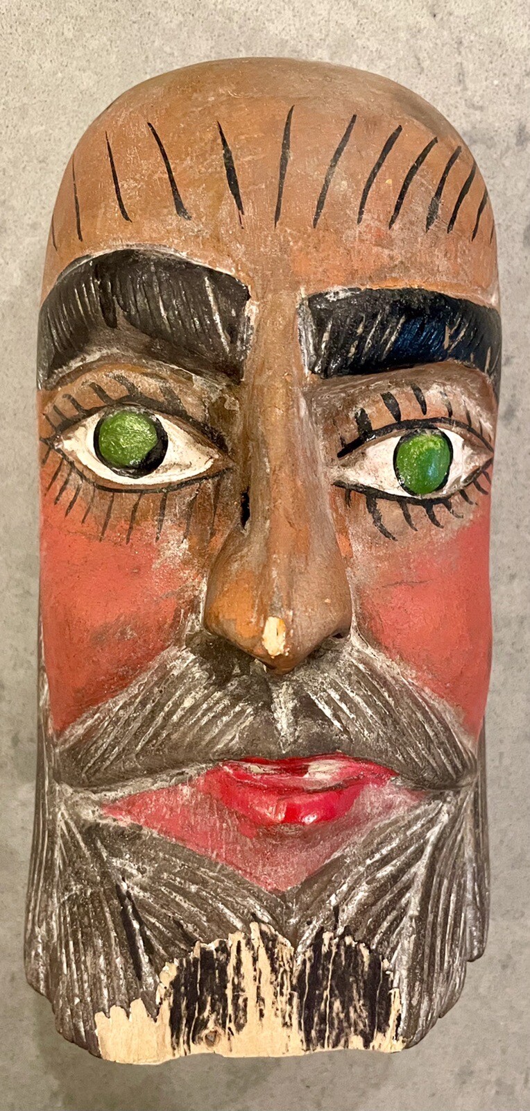 Antique MEXICAN Michoacan FOLK ART Vintage Man FACE WOOD DANCE Festival mask