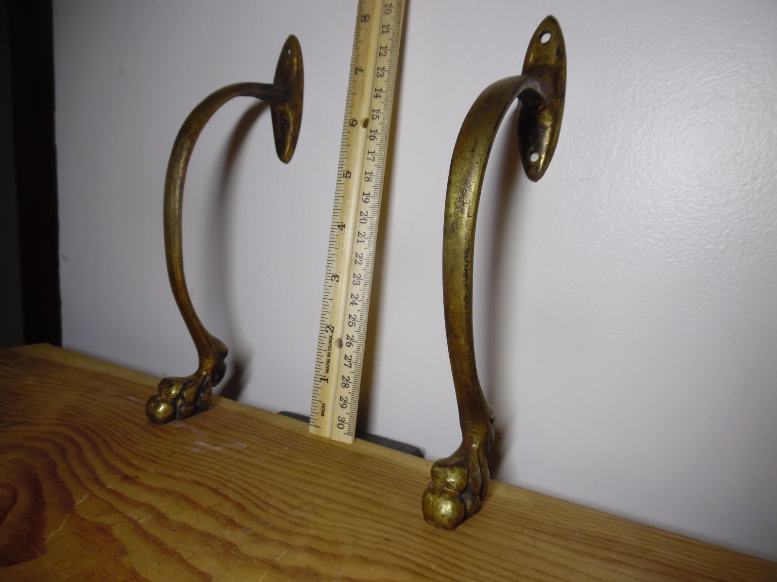 Orig Antique Brass 8" Claw Paw Feet Legs Furniture Stool REPURPOSE 4 Coat Hooks