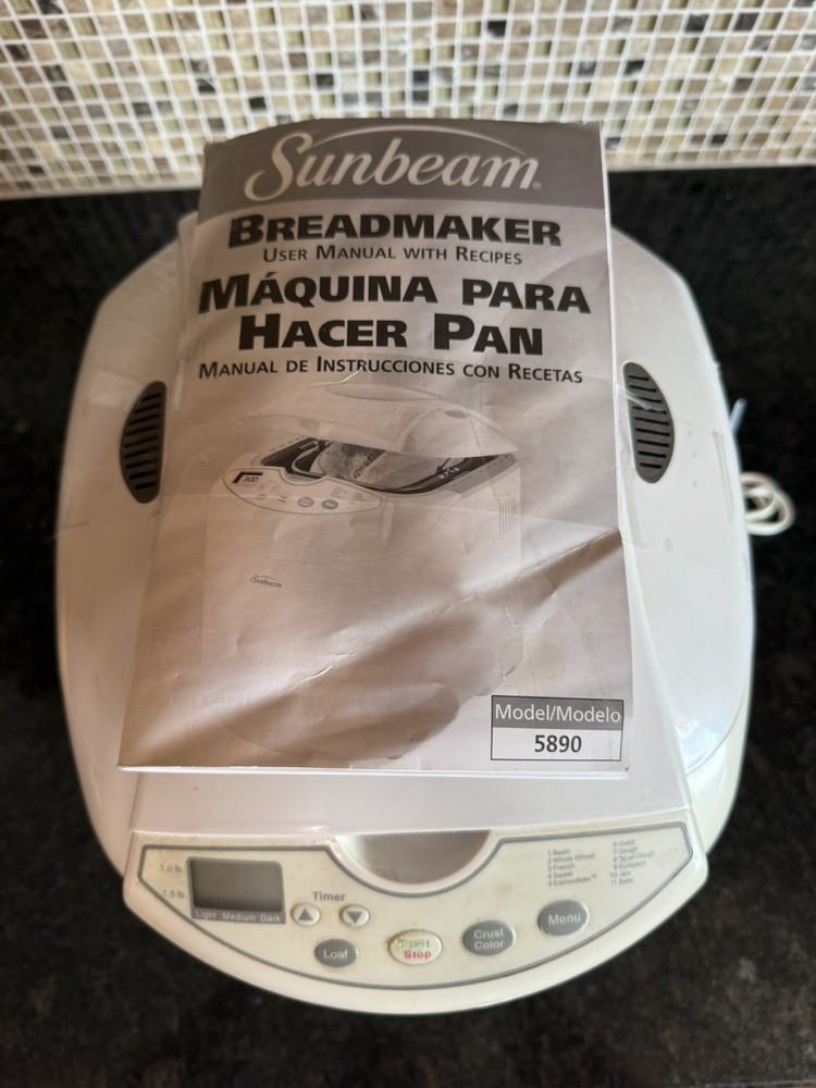 Sunbeam Bread Maker Model Number 5890