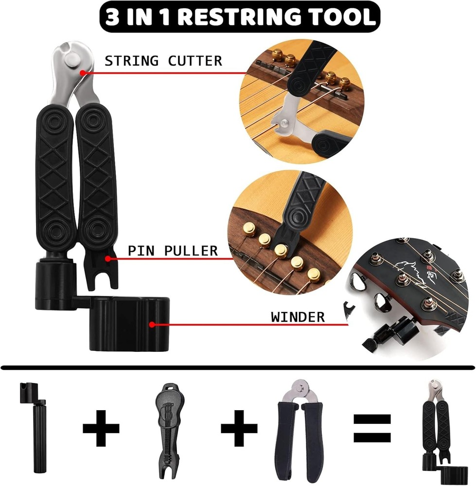 Guitar Accessories Kit - Strings, Tuner, Capo, Restring Tool