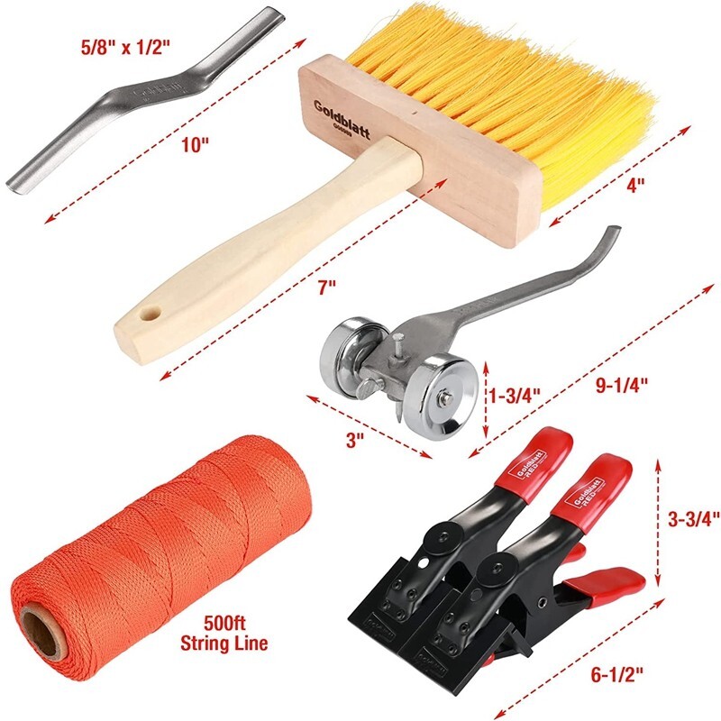 Goldblatt 12PCS Masonry Hand Tool Set Tuck Pointing Trowel Skate String Line Kit