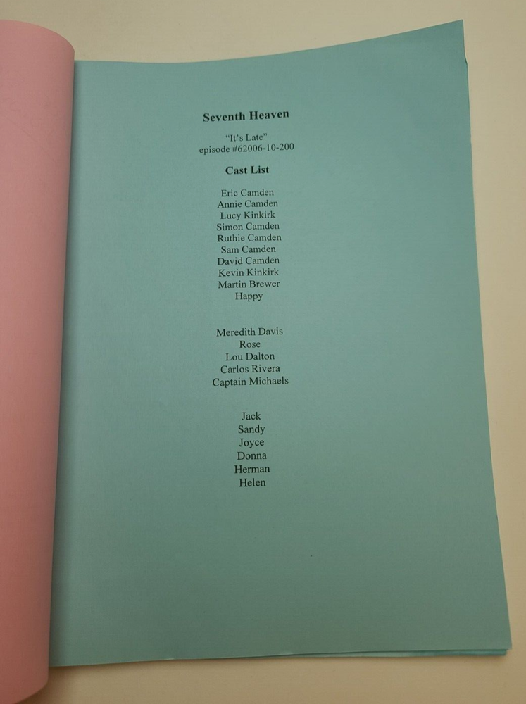 7TH HEAVEN / Brenda Hampton 2005 TV Script, Beverley Mitchell "It's Late"