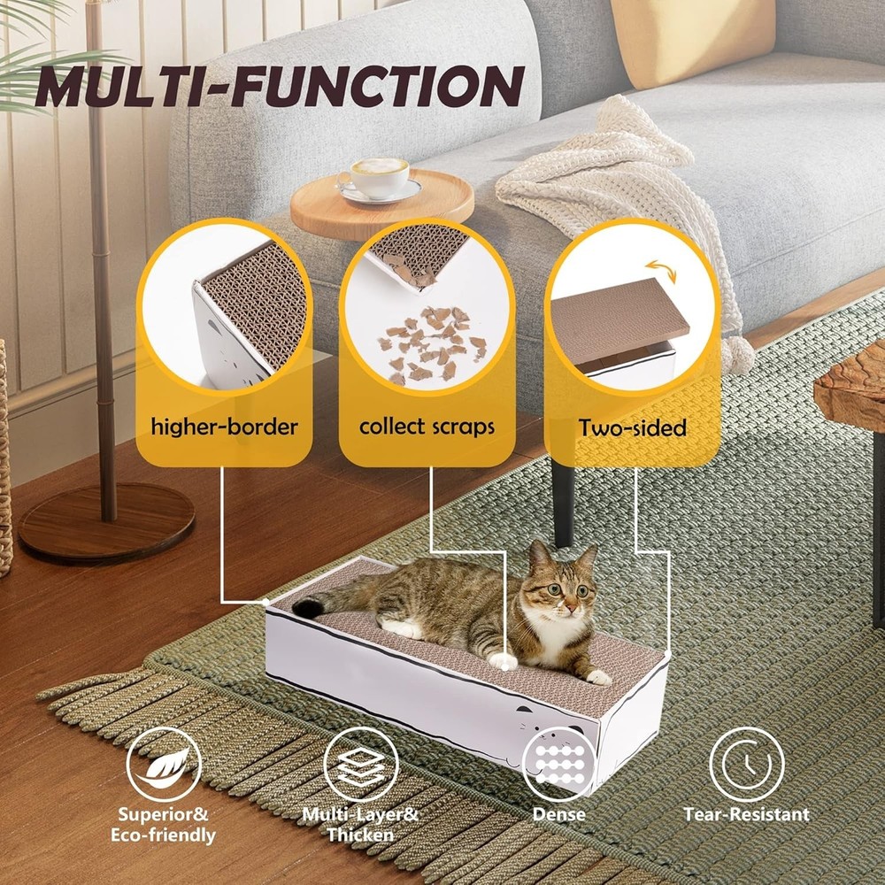Large Cat Scratcher with Reversible Design - Fun & Protective Indoor Solution