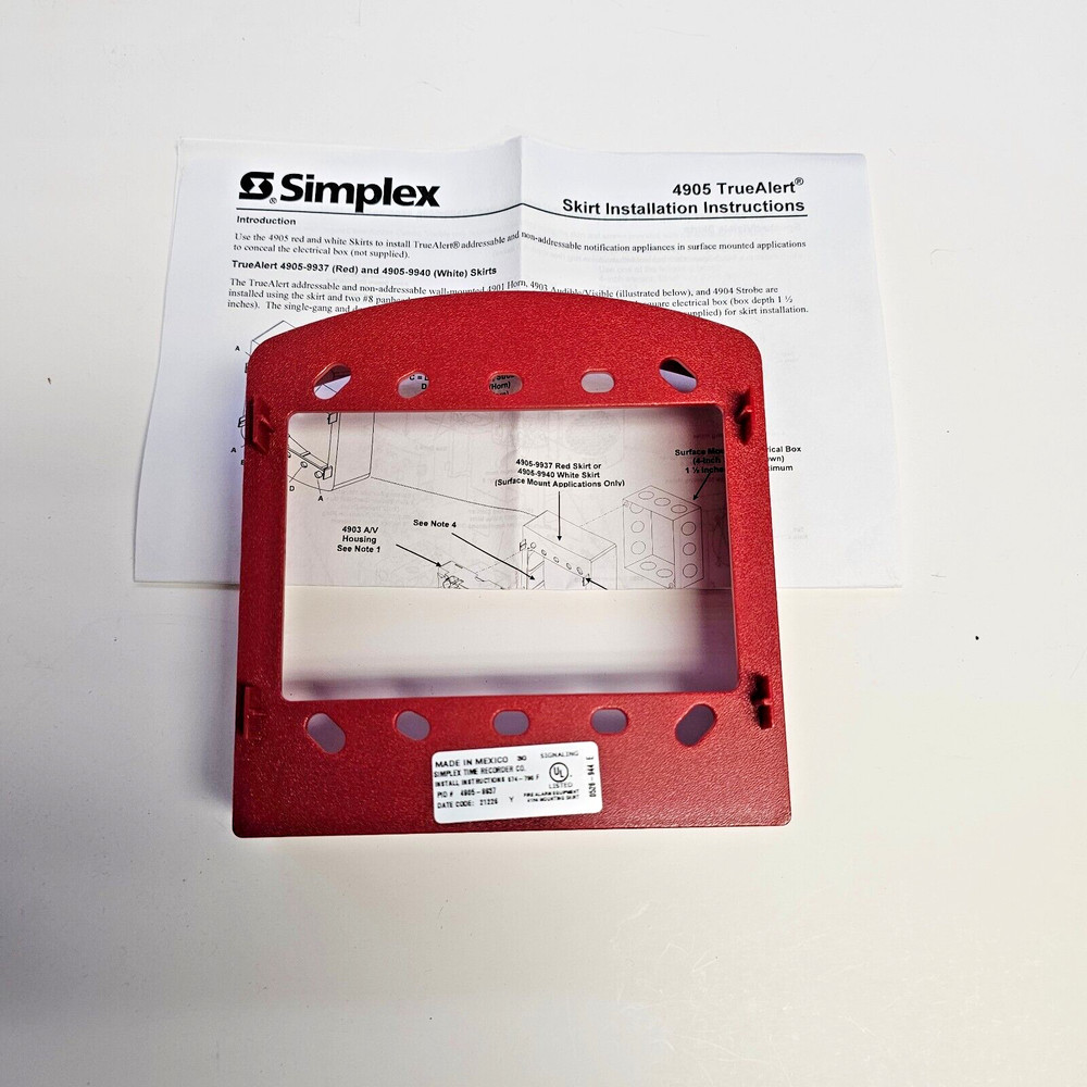 Simplex 0742295 Surface Mount Red Adapter Skirt NEW (Open Box)