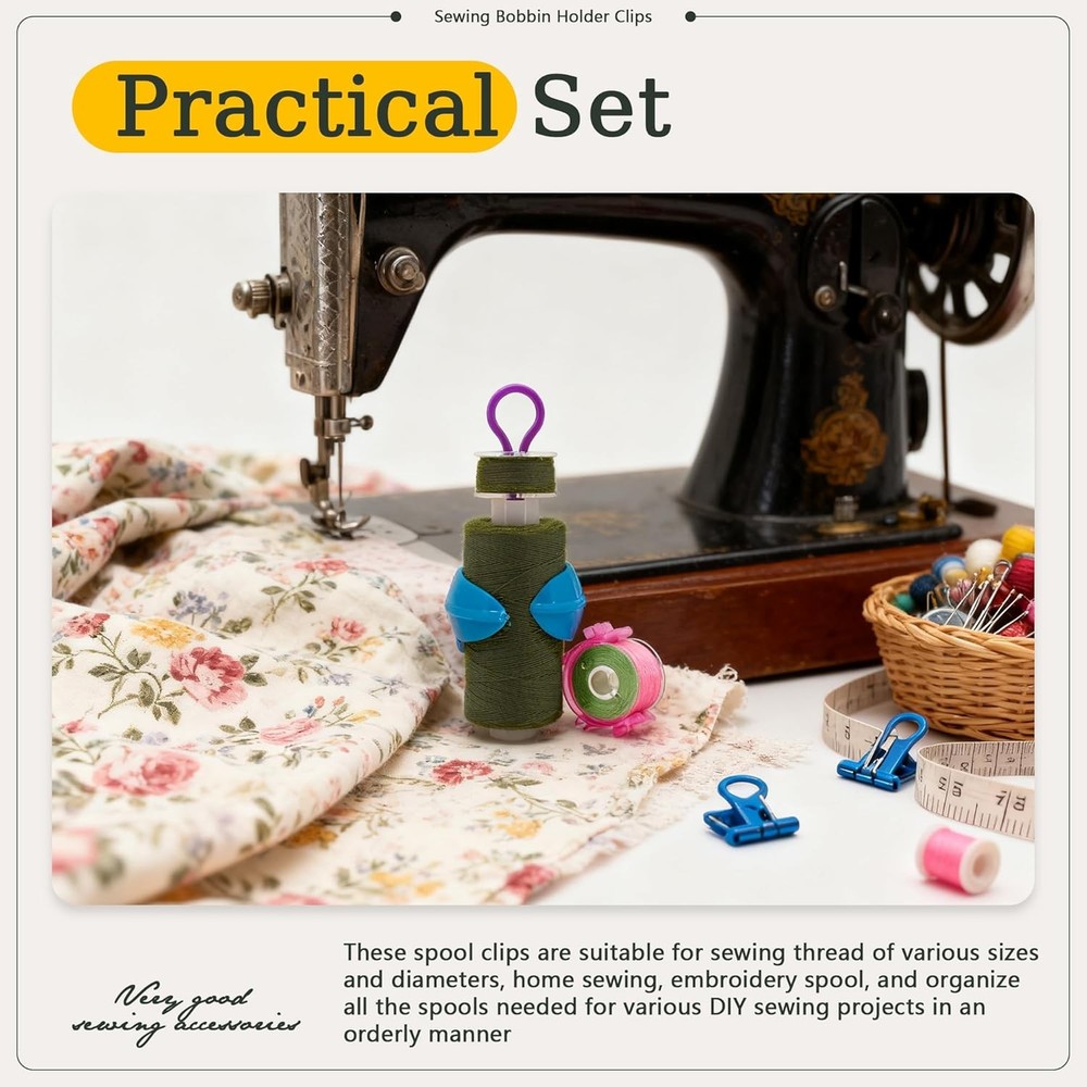 142pcs Bobbin Thread Organizing Clips Set Bobbin Thread Buddies Kit Spool Hugger