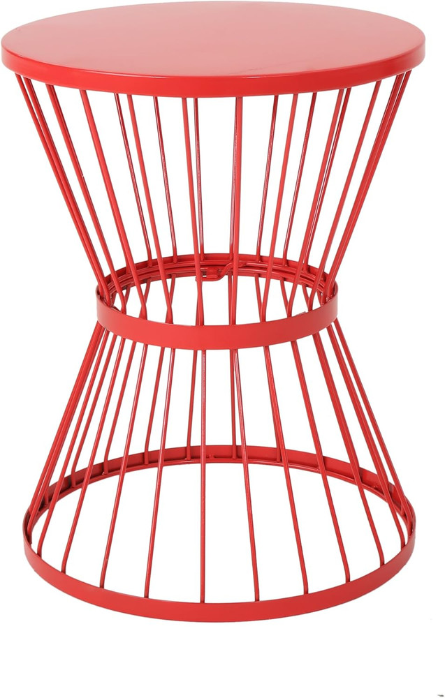 Lassen Outdoor 16" Iron Side Table, Matte Red