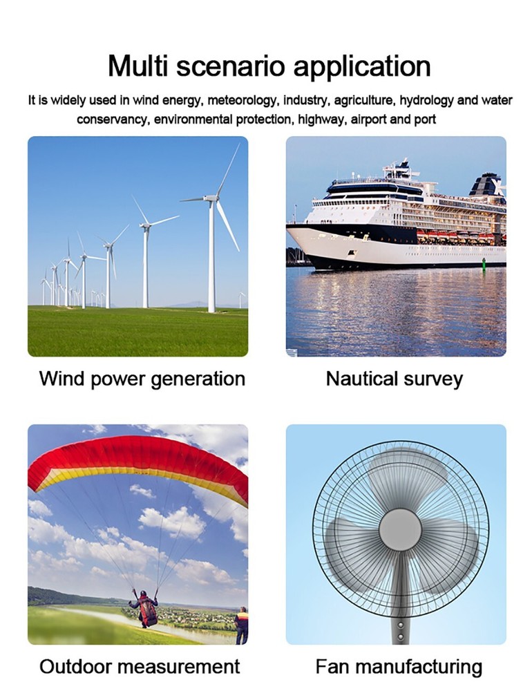 Digital Anemometer Temperature & Humidity Meter Wind Speed Measuring Instrument
