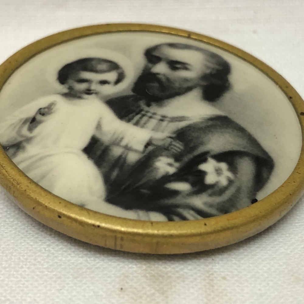 Vintage Religious St Joseph Pin Back Button