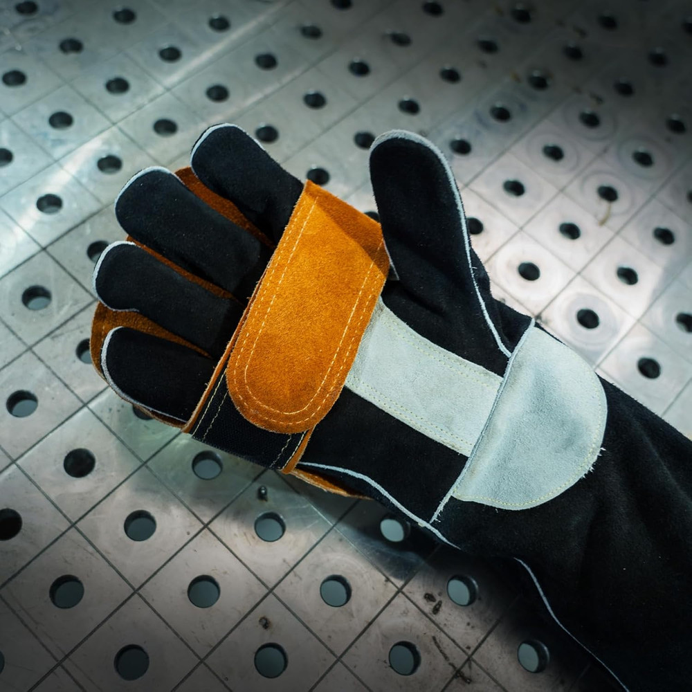 Hand Heat Shield, Welding Hand Shield Split Cowhide Leather Aluminized Back Weld