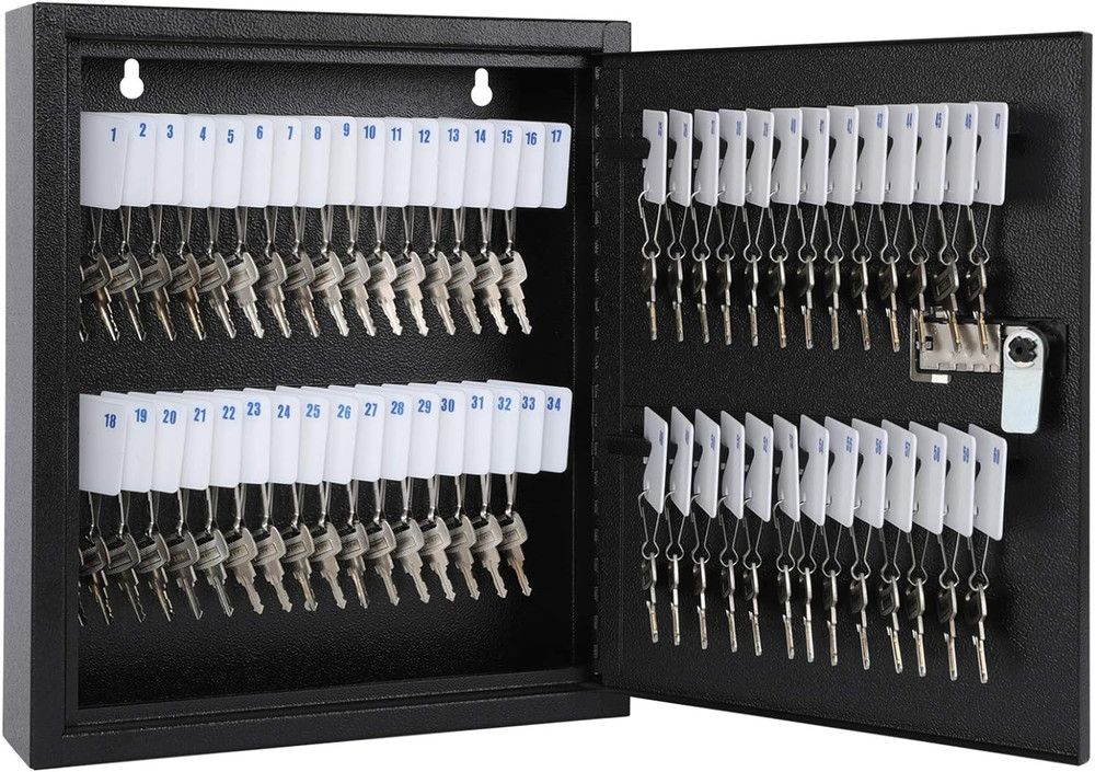 Locking Key Cabinet, 60 Key Storage Lock Box with Code, Key Box Wall Mount with