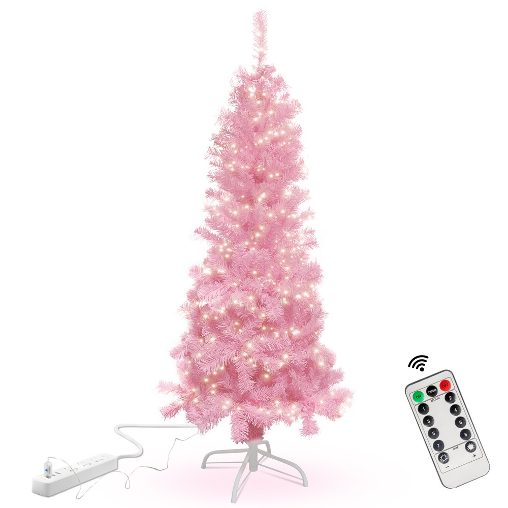 4.5ft / 7.5ft Pink Christmas Tree USB LED String Lights Decor with Remote Timmer