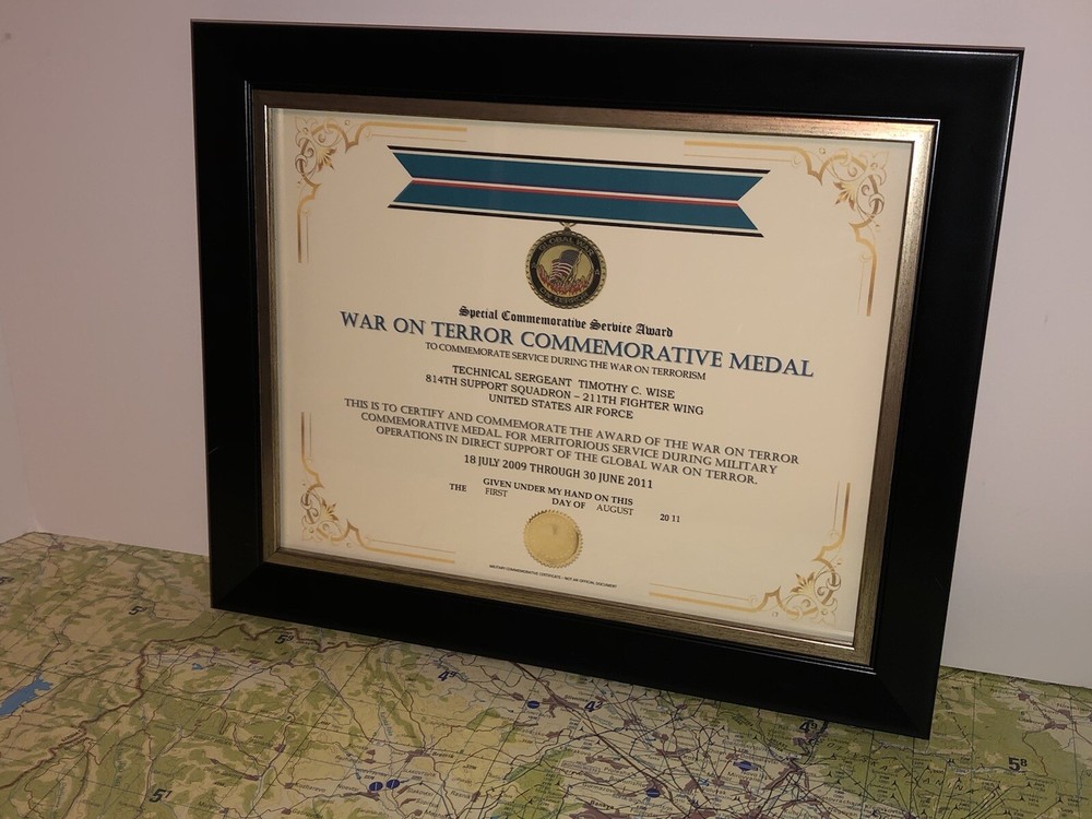 SCSA - WAR ON TERROR COMMEMORATIVE MEDAL CERTIFICATE ~ Type 1
