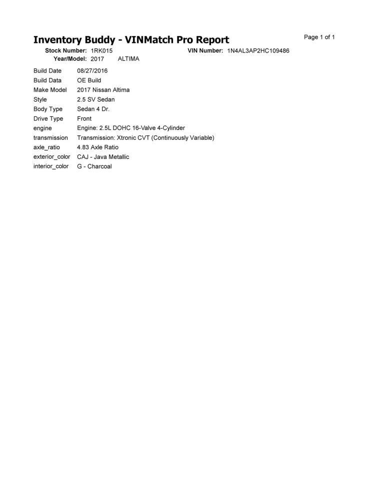 ALTIMA 2017 Fuse Box Cabin 104928359