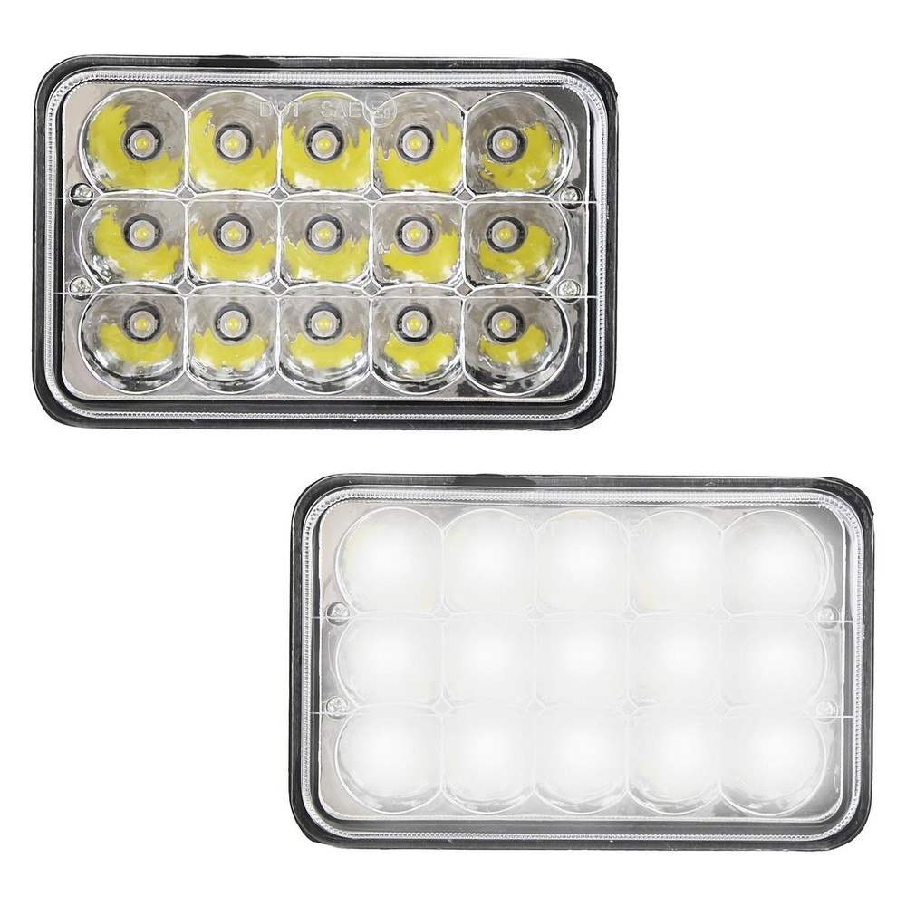 4x6" Car LED Headlights Vehicle Rectangular Headlamp w/ H4 Socket-to-3Pins
