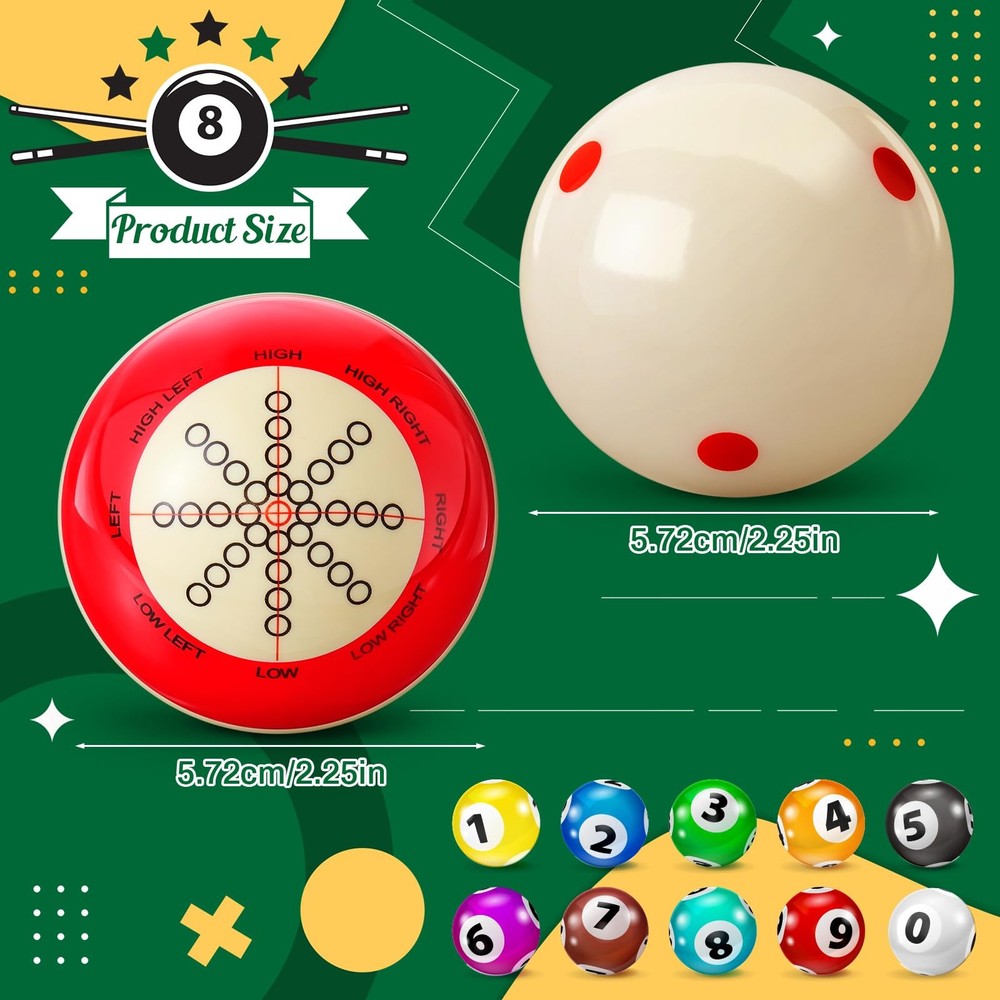 Gemscream 2 Pcs Billiards Cue Ball with Dots Practice Training Artifact Regul...