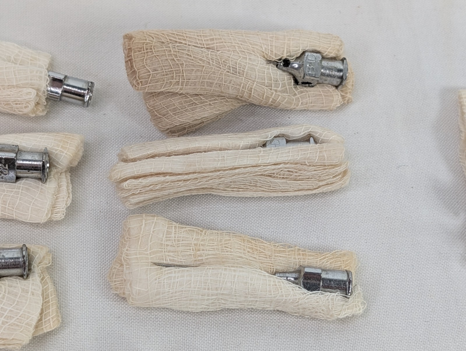 Lot of 7 B-D Luer Lock Multi Fit Glass Hypodermic Syringes NEW ORLEANS HOSPITAL