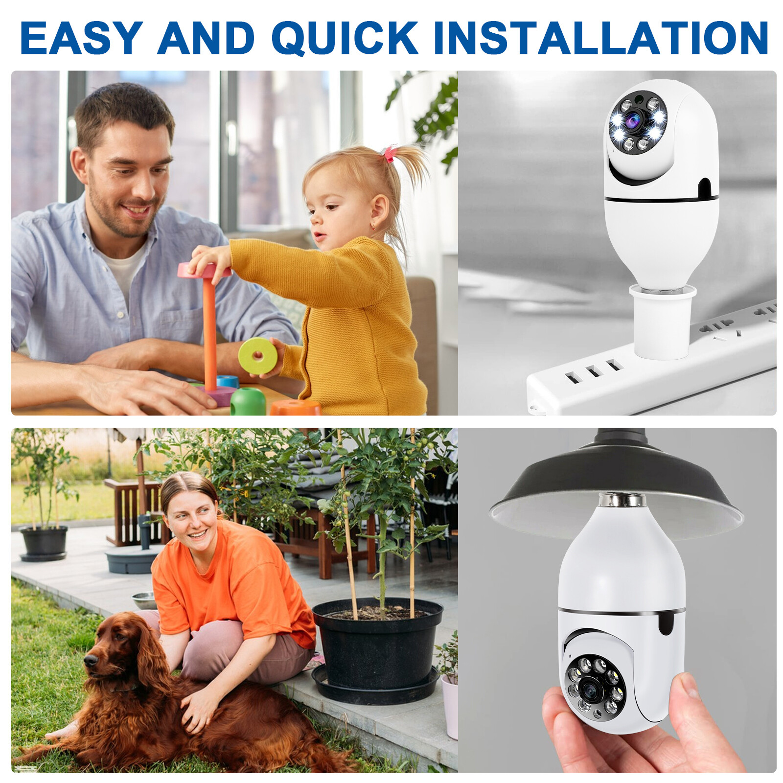 2MP IP E27 Light Bulb Camera 1080P Wi-Fi IR Night Smart Home Wireless Security