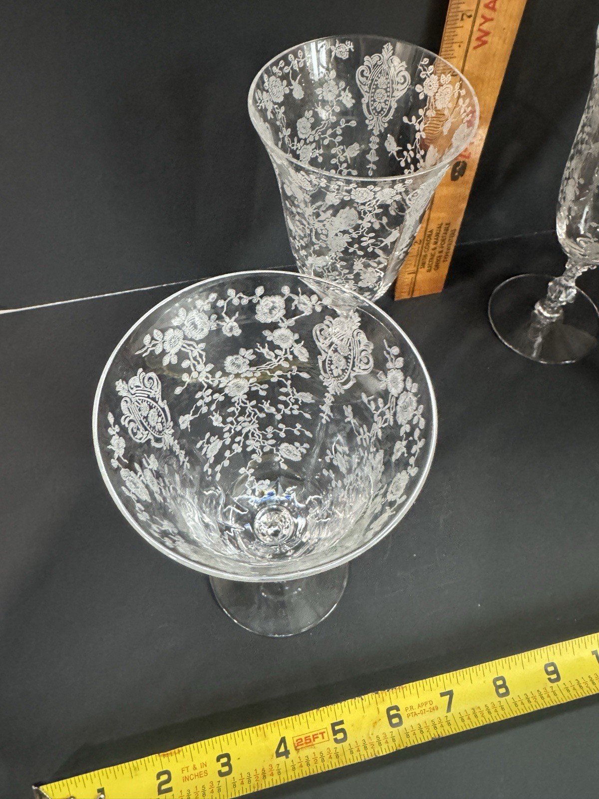 Vintage Cambridge Rose Point Etched Glassware. Mint!